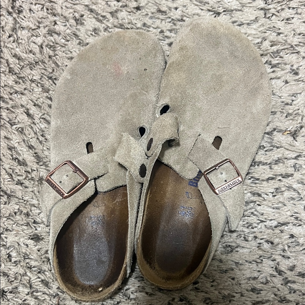 Birkenstock Taupe Suede Slip-Ons